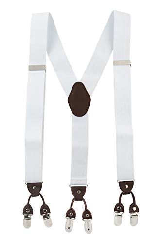 Image of The Tie Hub Suspenders for Men Elastic Adjustable Y Back Braces with Strong Metal Clips for Wedding Formal Office Wear