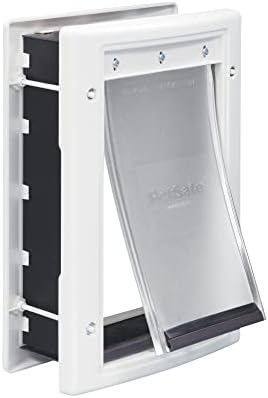 PetSafe Plastic Dog and Cat Door, Small, For Pets Up To 15 lb, Paintable, Easy DIY Installation, Security Cover Included, Install in Interior and Exterior Doors or Walls, Durable, Adjustable Flap