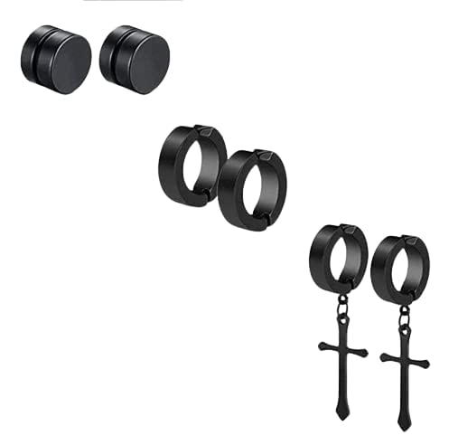 KRYSTALZ Magnetic Stud Earrings Non-Piercing Cross Dangle Hoop Earrings Combo Unisex Gauges Clip (3PAIRs) (B0BG2M6P8W) Amazon Price History, Amazon Price Tracker