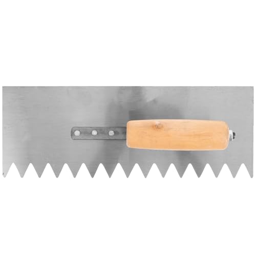 POPETPOP Llana Dentada Acero Carbono con Mango Madera Ergonómico Herramienta para Cemento y Mortero Paleta Profesional para Obra y Acabado Construcción