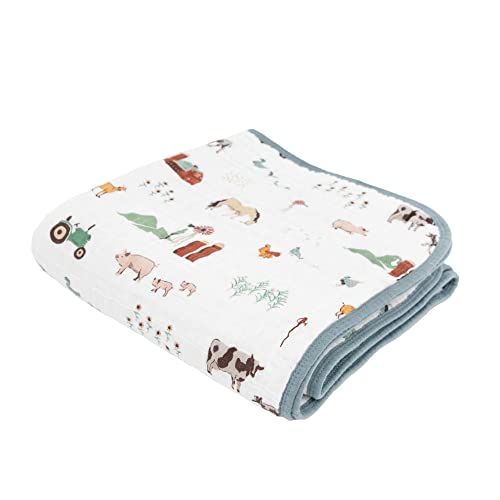 Image of Little Unicorn – Farmyard Cotton Muslin Quilt Blanket | 100% Cotton | Super Soft | Babies and Toddlers | Large 47” x 47” | Machine Washable