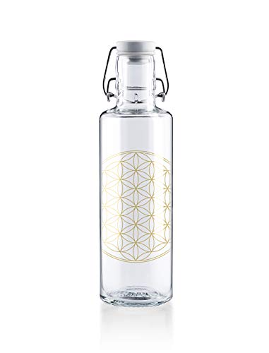 soulbottles 0,6l • Flower of life • Trinkflasche aus Glas • plastikfrei, nachhaltig vegan …