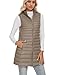 ELFJOY Long Puffer Vest Women Winter Ultra Light Long Down Vest with Stand Collar Grey Womens Vests Outerwear