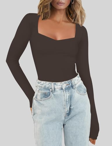 Chunpin Women's Sexy Sweetheart Neckline Bodysuit Tops Short Sleeve Long Sleeve Double Lined Thong Bodysuit Outfits4