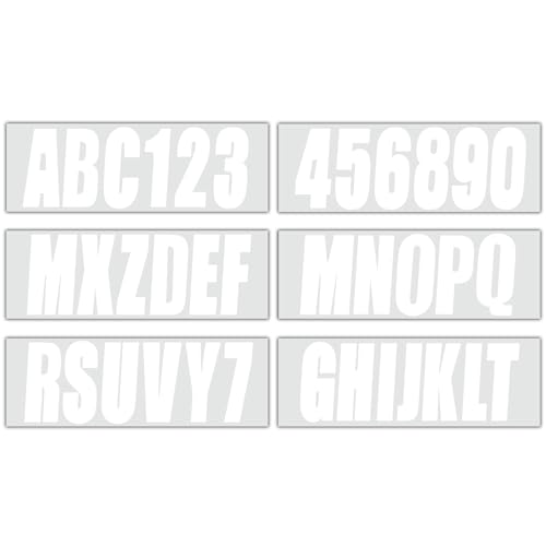 Image of 3 inch Registration Numbers and Letters Marine Sticker Decal | 4 Sets Alpha-Numeric Vinyl Letter for Jet Ski PWC Personal Watercraft White