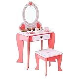 Comprend des accessoires en bois tels que des bijoux, un sèche-cheveux, un maquillage.