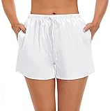 SWOMOG Women Silk Satin Pajama Shorts Pajama Bottoms Soft Sleepwear Pj Bottoms with Pockets Lounge Shorts