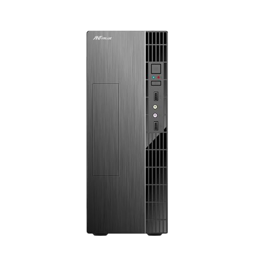 Image of Ant Value VM7P Slim Computer Case /Office Cabinet - Black | Support Micro ATX, ITX | Built-in 2X USB Ports, Pre-Installed Power Supply & 120mm Side Fan