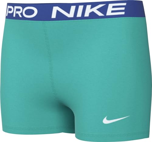 Image of Nike Girls' Pro Shorts (Little Big Kid), Clear Jade Ii /Game Royal /White