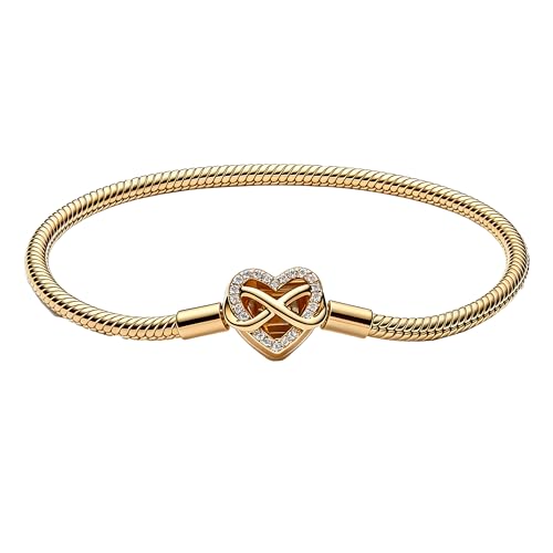 Hevdlt Goldfarben DamenarmbandSterling Silber mit vergoldeter Metalllegierung Kompatibel MomentsCharms Anhänger Armband From 17CM to 21CM