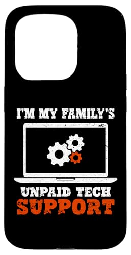 Carcasa para iPhone 15 Pro Soy Mi Familia"s Unpaid Tech Support Funny Computer Quotes