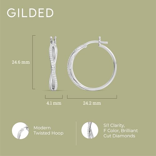 Gilded 1/4 Carat Total Weight Lab-Grown Diamond Fashion Hoop Earrings for Women in 925 Sterling Silver and 14KT Gold Plated Sterling Silver | Hypoallergenic Fine Jewelry | SI1 Clarity, F Color4