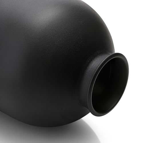 Image of Goaste 8.7 Inch Matte Black Metal Vase, Wabi Sabi Iron Frosted Flower Vase for Pampas Grass, Minimalist Boho Decorative Vase for Table Centerpieces Home Living Room Wedding Office Decor