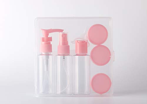Travel container for toiletries,3 Pack Travel Bottles, 3 Pack lip balm containers with lids，Perfect for Business or Personal Travel, Fun Outdoors 8 piece set (Pink)