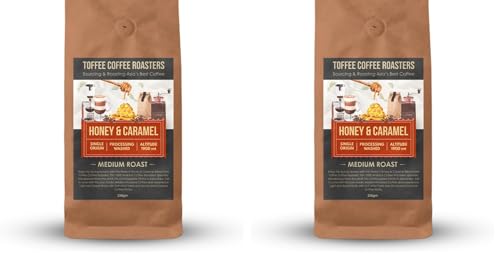 Image of Toffee Coffee Roasters | Honey & Caramel Coffee | As Seen On Shark Tank | 100% Arabica | Medium Roast | Notes: Honey and Caramel | (French Press, 250 Gram) (Pack of 2)