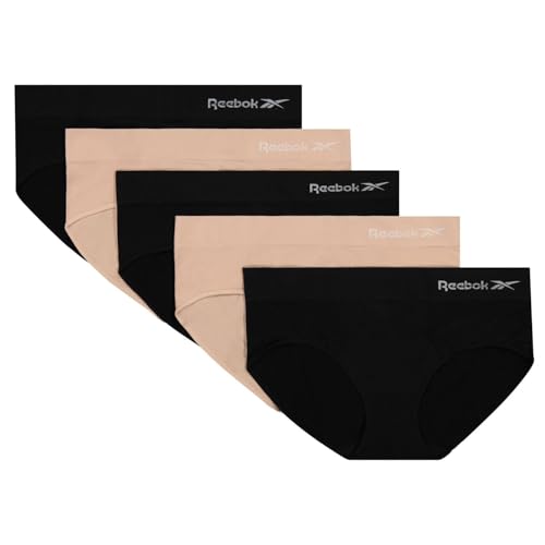 Image of Reebok Womens Hipster Panties 5 Pack Soft Stretch Underwear for Women | Moisture wicking hipster briefs with a tagless relaxed waistband Soft stretch fabric with a smooth, barely-there fit all day.