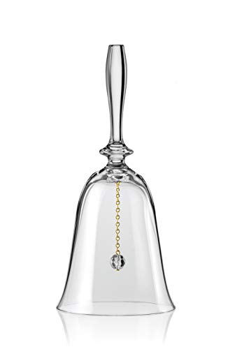 Barski - European Quality Glass - Bell - 7.25" H with Gold Chain for Clapper - Glass Crystal - Made in Europe