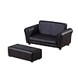HOMCOM 2 Seater Toddler Chair Kids Twin Sofa Childrens Double Seat Chair Furniture Armchair Boys Girls Couch w/Footstool (Black)