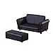 HOMCOM Kindersessel mit Fußhocker, Kindercouch mit Hocker, Kindersofa, Sofa Sessel, Schwarz