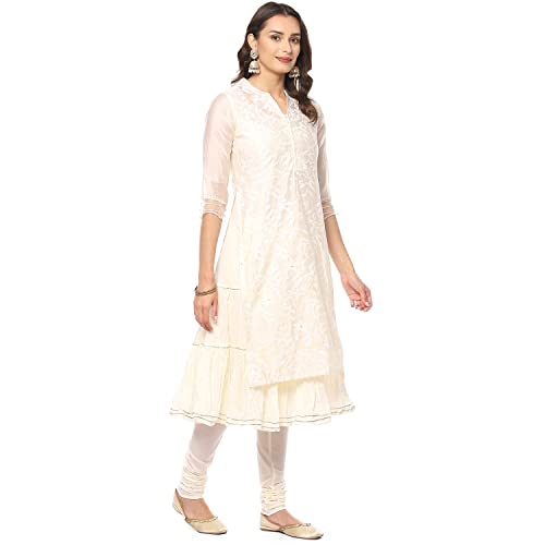 Image of BIBA Embroidered Poly Cotton Mandarin Women's Salwar Kurta Dupatta Set