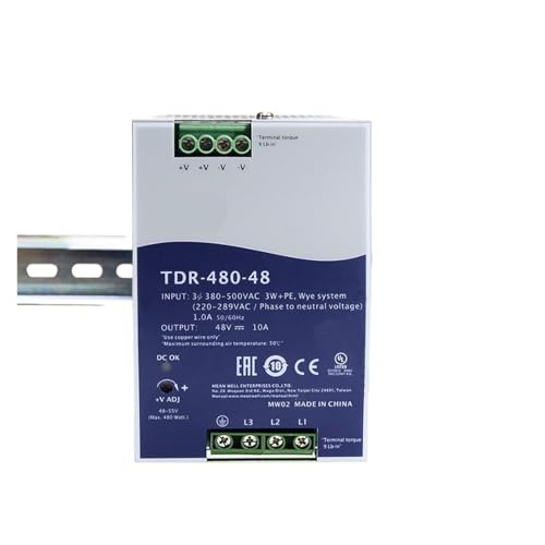 Alimentation TDR-480-24 compacte triphasée 480W à refroidissement naturel