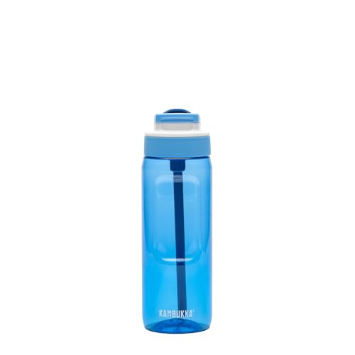Kambukka Trinkflasche mit Strohhalm - Modell LAGOON CRISP BLUE - 750 ML - Wasserdicht - Flecken- und Geruchs-resistent - Langlebig und stoßfest - Spülmaschinenfest – Trinkflasche mit Strohhalm
