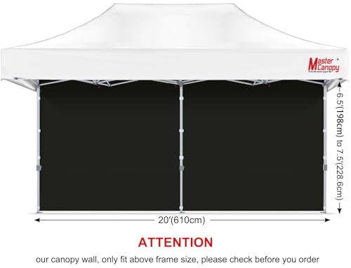 Image of MASTERCANOPY 10x20 Pop Up Canopy Sidewall Only 1-Pack Black