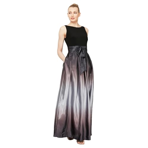 Image of S.L. Fashions Women's Sleeveless Long Satin Mother of The Bride Dress with Pockets, Formal Party Gown