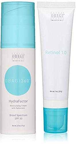 Obagi360 HydraFactor amplio espectro SPF 30 protector solar y Obagi Medical 360 Retinol 05
