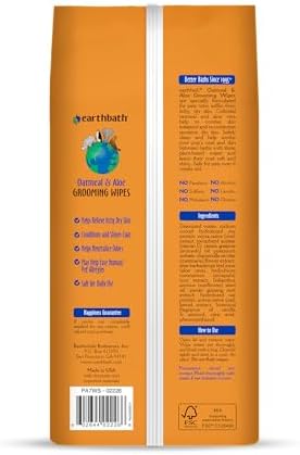 earthbath, Oatmeal & Aloe Grooming Wipes - Dog Wipes for Paws and Butt, Best Pet Wipes for Dogs & Cats, Helps Relieve Itchy & Dry Skin, Made in USA, Cruelty-Free - Vanilla & Almond 100 Count (1 Pack) Product Image