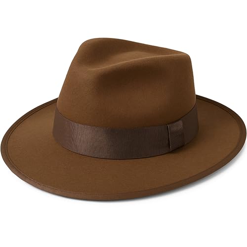 Loxdonz Adult Brown Fedora Hat - Cosplay Halloween Panama Hats Costume Accessory (One Size, Brown)