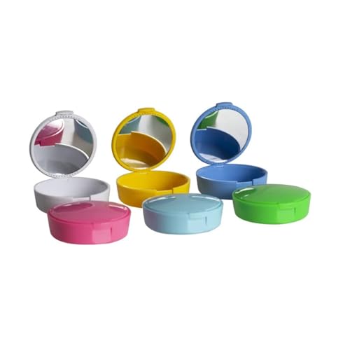 Étui de retenue dentaire circulaire bleu ciel avec miroir intégré pour voyage - 5
