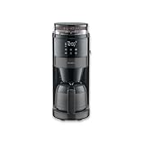 Severin Filter-Kaffeemaschine mit Thermokanne und Mahlwerk, 1L Füllmenge, bis zu 8 Tassen, Tropf-Stopp, intensives Aroma, automatische Abschaltung, LED-Display, 900W, dark inox, schwarz, KA 4831