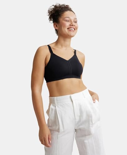 Image of Jockey ES27 Women Wirefree Non Padded Super Combed Cotton Elastane Stretch Full Coverage Minimizer Bra
