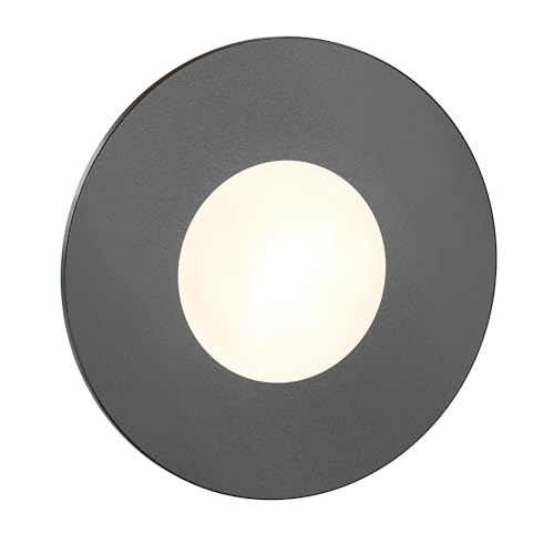 ledscom.de LED Treppenlicht/Wandeinbauleuchte FEX für innen und außen, rund, anthrazit, 85mm Ø, warmweiß