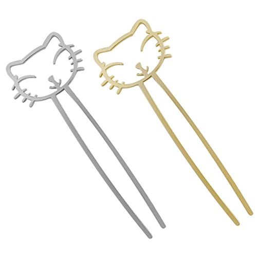 FRCOLOR 2個 かわいい かわいいかんざし u字型のヘアフォーク ヘアスナップクリップ 箸の毛 人工 幼児の女の子のためのヘアバレッタ 女の子のおだんごヘ ック メタルヘア箸 髪箸 合金