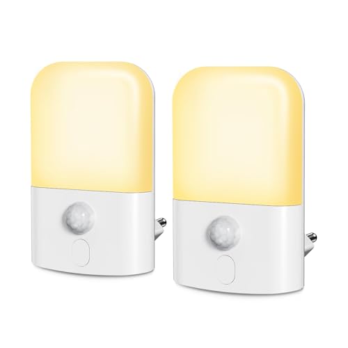 Luce Notturna LED, Automatiche Luce Notturna batteria con Sensore Crepuscolare, luce sensore movimento interno, luce da armadio, per Camerette, Soggiorno, Cucina, Scale (3 pezzi Bianco Caldo