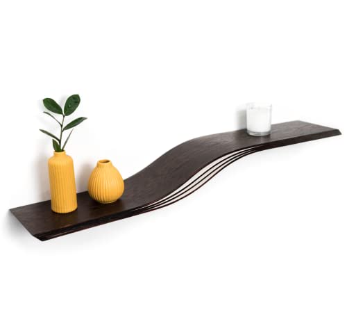 EWART WOODS Étagère murale flottante en bois à suspendre géométrique - Étagère moderne en bois faite à la main - Wengé - 95 cm