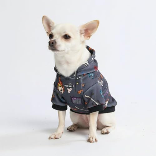 Image of Spark Paws Dog Hoodie - Premium Dog Sweater for Small, Medium, and Large Dogs | Warm Outfits for French Bulldogs, Pitbull, Puppy, Winter Jacket Alternative - Rock and Roll - S