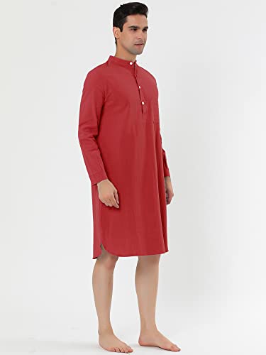 Lars Amadeus Men's Nightshirt Sleep Shirt Banded Collar Henley Shirt Pajamas Nightgown3