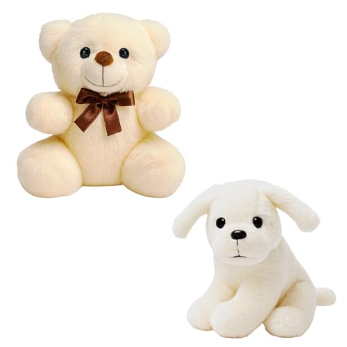 Image of TOYTALES Soft Toy Combo Cute Teddy Bear & Sitting Dog Plush Stuffed Toys for Kids (Pack of 2)