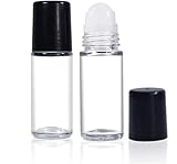 DPWOUM 2Pcs Black Clear 30ML Empty Glass Essential Oil Roller Bottles Vials Containers Refillable Roll-on Bottles Refillable Cosmetic Containers
