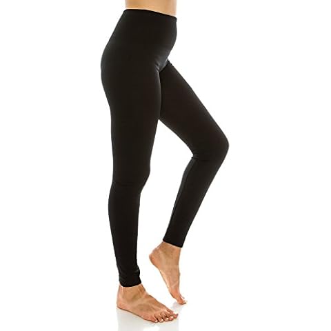 Sofra Ladies High Waist Fleece Leggings Regular & Plus Black Cover