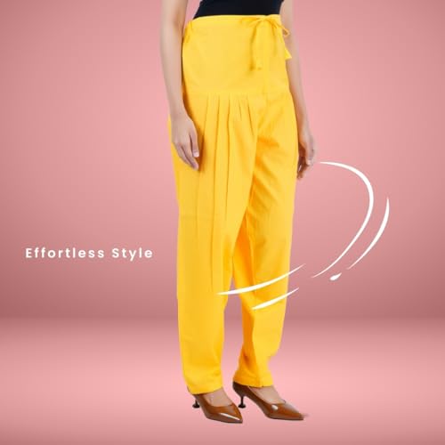 Image of Happy Bunny Salwar Pant - Modern Style Pure Cotton for Women - Ethnic Semi Patiala Trouser - Office,Home - All Day Comfort Wear with Drawstring