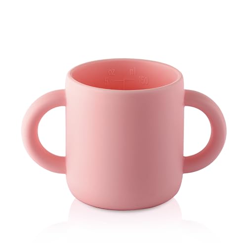 Image of paeyaer Silicone Training Cup for Infants - 2 easy- grip handles - Baby Open Cup 5 OZ, Great for Toddlers, Infants, Babies, Children (Princess powder)