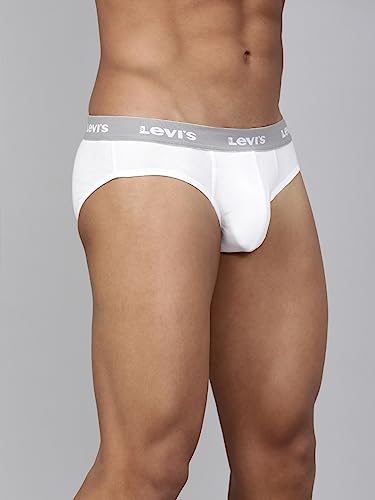 Levi's 002 Men's Pure Cotton Solid Brief - Low Rise, Outer Elastic Waistband (Pack of 2)