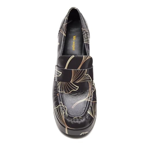 Women Vintage Closed Rounded Toe Loafer Pumps Platform Slip On Block High Heels Formal Business Work Outfit Shoes Size 4-16 US3