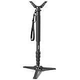 HUNTPAL Jagd-Einbeinstativ, Schießstativ, Stockpistole, Gewehrauflage mit neigbarem und schwenkbarem Stativfuß, Mattes Aluminium, 53,3 cm - 165,1 cm, Schießstativ mit 360° drehbarem V-Jochkopf und