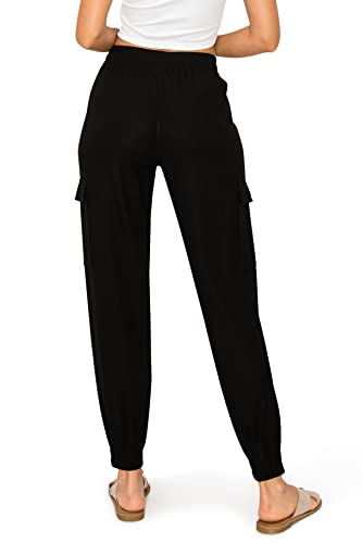 Cali1850 Women's Linen Joggers Pants - Oceanside Drawstring Elastic Waist Casual Lounge Tapered Leg Trousers with Pockets3