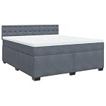 vidaXL – vidaXL Boxspringbett mit Matratze Dunkelgrau 180x200 cm Samt